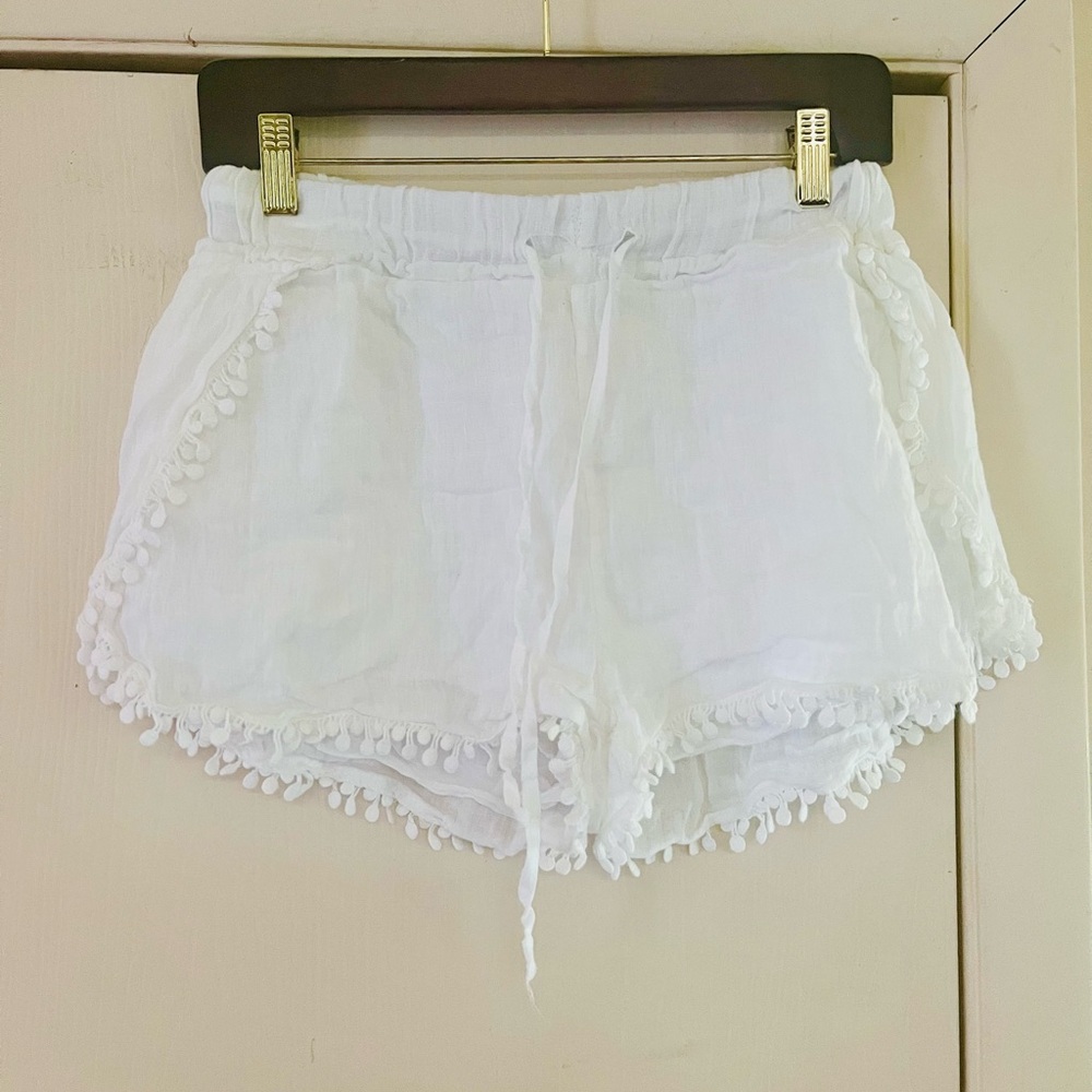 Baci Italian Linen Viscose Preppy Boho Summer Boxer Eyelet Crochet Boho Shorts M